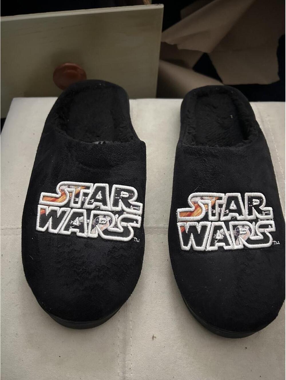 Officially licensed Black Star Wars slippers with white and orange logo size L